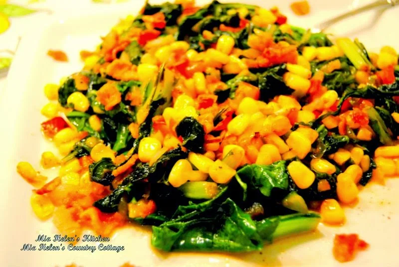 Mustard Green with Corn Skillet at Miz Helen's Country Cottage