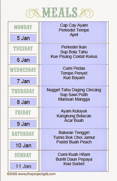 Inspirasi Daftar Menu Masakan Seminggu Minggu Ke 1 