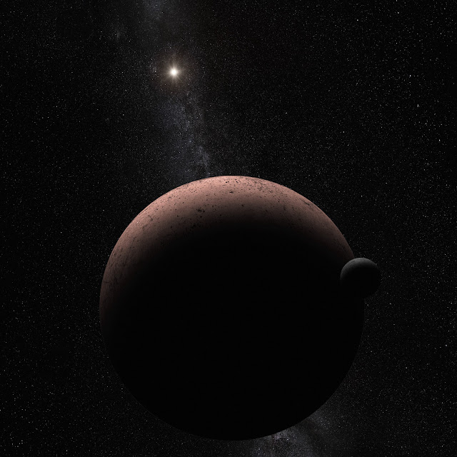 Artist's Impression of the Dwarf Planet Makemake and Its Moon S/2015 (136472) 1