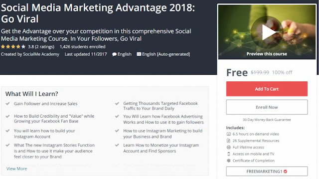 [100% Off] Social Media Marketing Advantage 2018: Go Viral| Worth 199,99$ 