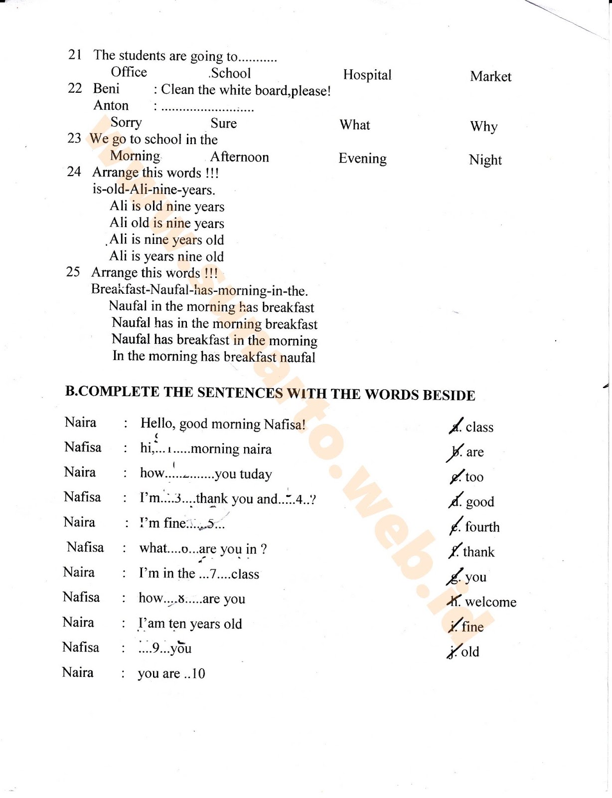 UTS Ujian Tengah Semester Bahasa Inggris Halaman 3 SD Kelas 4 TA 2016 2017 Kurikulum2013