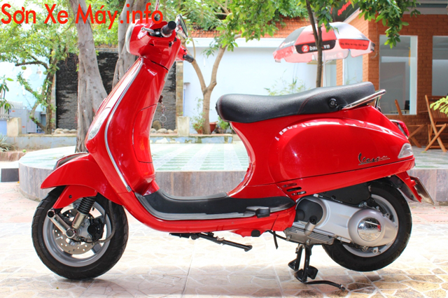 Sơn xe Vespa LX 125 màu đỏ zin cực đẹp