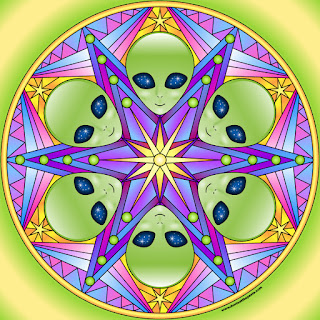 Alien mandala  with blank version to color