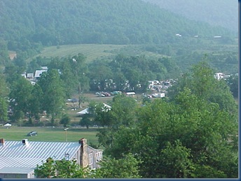 This photograph was taken from the top most buildiing at Graves Mountain Lodge.  Off in the distance you can see the camping area.  Photo by Gary Robertson