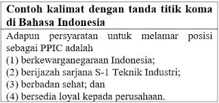 Contoh kalimat penggunaan titik koma di bahasa Indonesia dan Aturan penulisannya