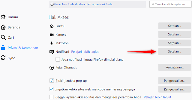 pengaturan privasi & keamanan mozilla firefox