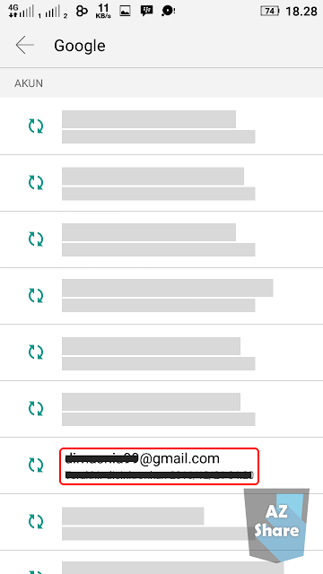AZShare - Cara Menghapus Gmail di Android - Step 4