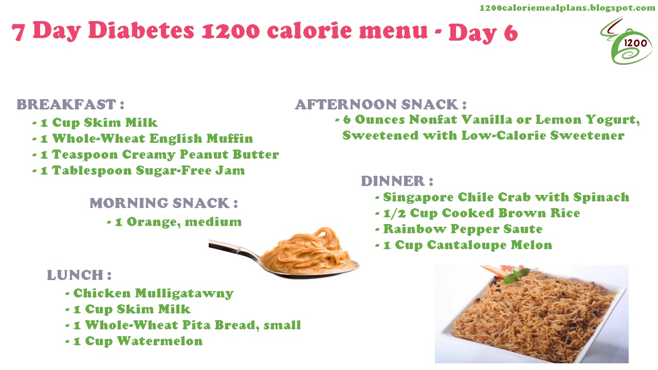 1200 calorie diabetic diet 7 day menu