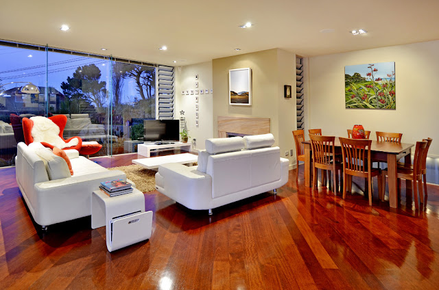 Photo of living room and dining room modern interiors