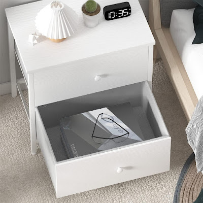 White Nightstand Two Drawer Dresser