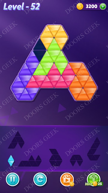 Block! Triangle Puzzle 6 Mania Level 52 Solution, Cheats, Walkthrough for Android, iPhone, iPad and iPod