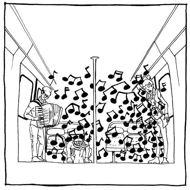 un musicien de métro avec un accordéon