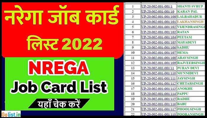 NREGA Job Card List 2022 | Check & Download MGNREGA Job Cards in hindi
