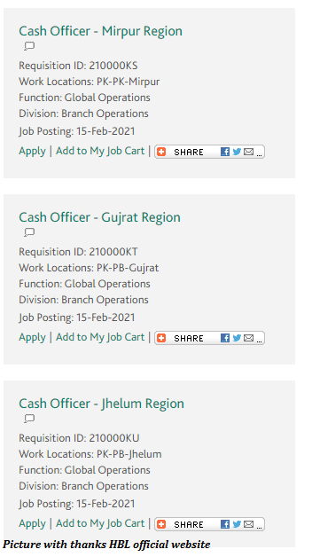 HBL Jobs 2021 Latest Cash Officer Jobs in HBL 2021 Apply Online
