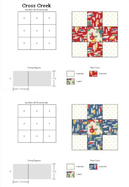 Cross Creek Cutting Chart By Thistle Thicket Studio. www.thistlethicketstudio.com