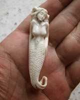 Mermaid Carving Pendants in Antler