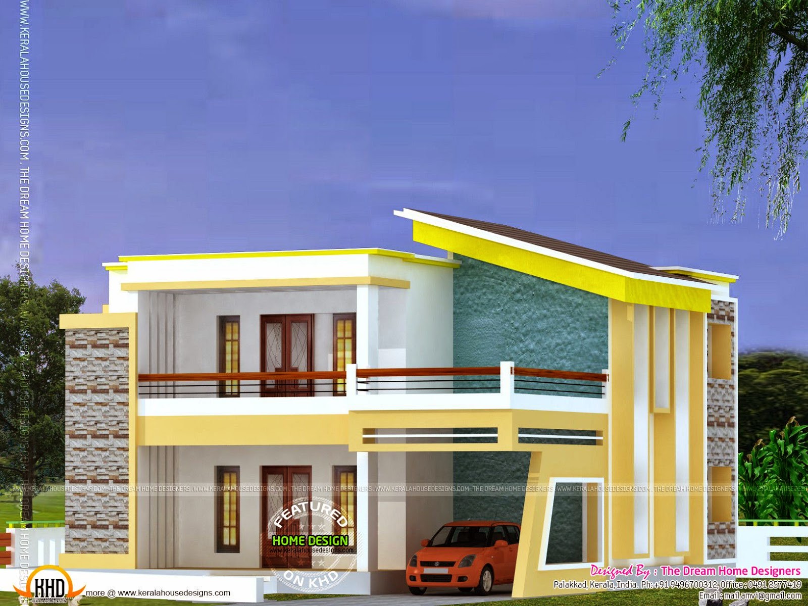  Flat  roof  house  plan  and elevation Kerala home  design  