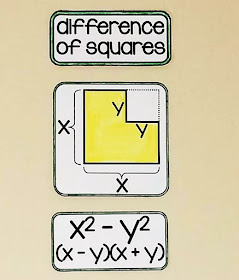 Difference of Squares on an Algebra 1 Word Wall