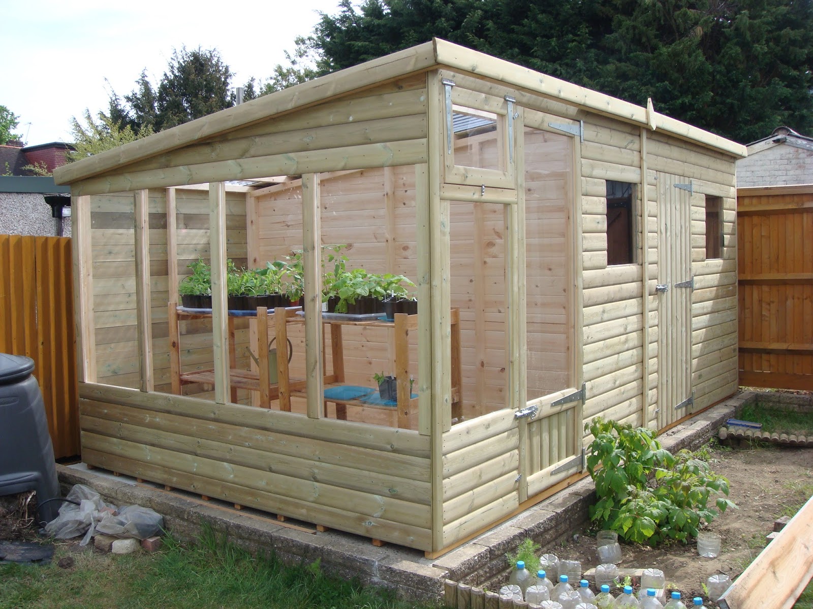 Veg patch from scratch: The new shed/greenhouse combo has arrived