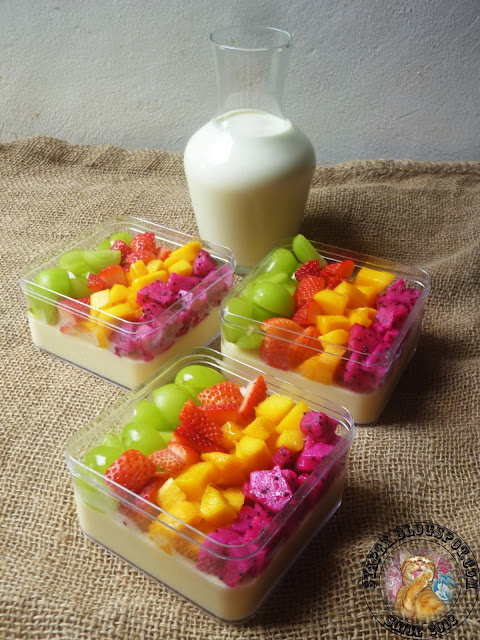 Puding Buah Kuah Kastard