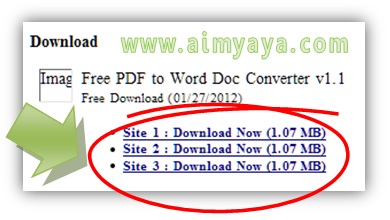 Gambar: Cara melakukan Convert PDF to WORD dengan software Free PDF to Word.  Langkah 2: memilih download file instalan Free PDF to Word