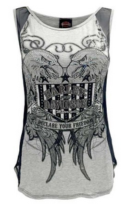 http://www.adventureharley.com/harley-davidson-womens-tank-top-gray-black-white