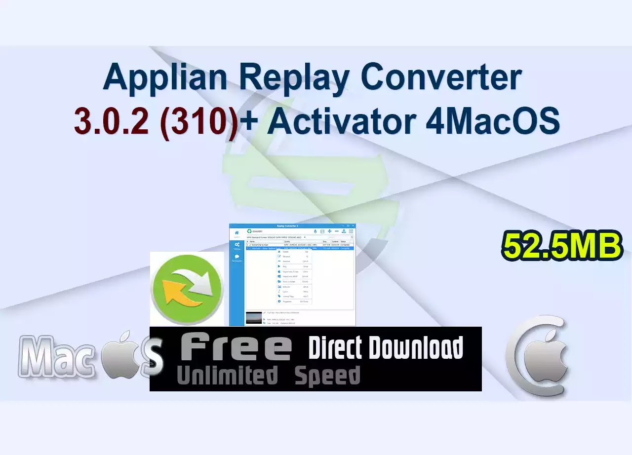 Applian Replay Converter 3.0.2 (310)+ Activator 4MacOS