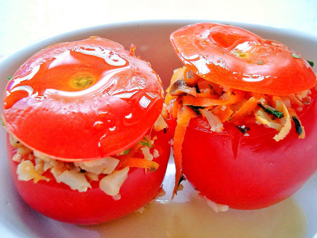 Stuffed tomatoes before cooking