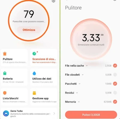 Pulizia spazio Xiaomi Pulizia Xiaomi