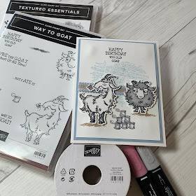 Goat card and Stampin' Up! items used to create the card