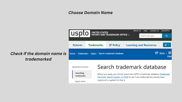 Choose domain name: Check if the domain name is trademarked