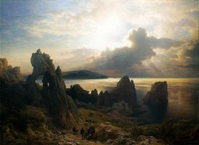 On the coast of Capri painting Andreas Achenbach