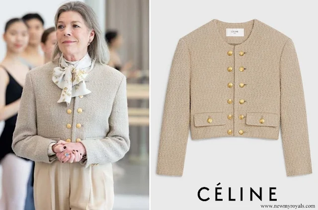 Princess Caroline wore Celine Chasseur Military Jacket In Braided Boucle Tweed Corde