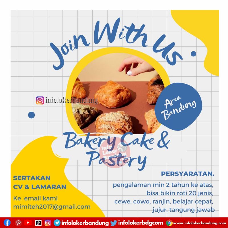 Lowongan Kerja Bakery Cake & Pastery Mimiteh Indonesia Bandung Maret 2023 I Follow IG : @infolokerbandung