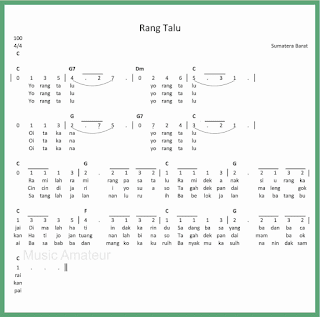 not angka lagu rang talu lagu daerah sumatera barat