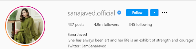 Sana Javed Followers