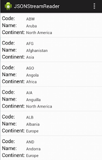 Android JSON stream data parsing example using Gson