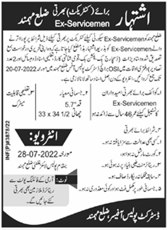 Police Department KPK Jobs in Mohmand District