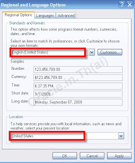 Step2 - Select Regional Options tab