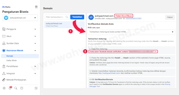 Cara Verifikasi Domain di Facebook Meta Business Suite