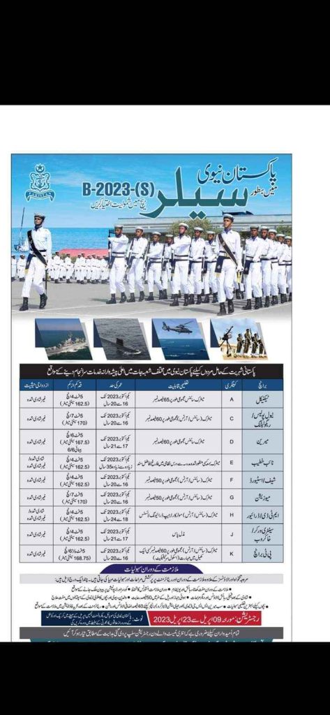 Join Pak Navy as Sailor Batch B-2023 | Pakistan Navy Jobs Apply Online - PkFutureJobs