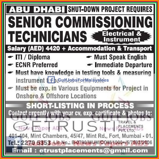Abu Dhabi Shut Down Project Job vacancies