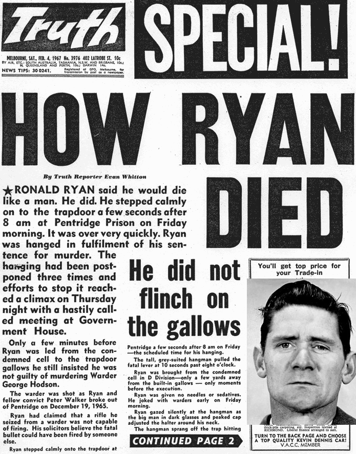 1967 ronald ryan the last person to be executed in