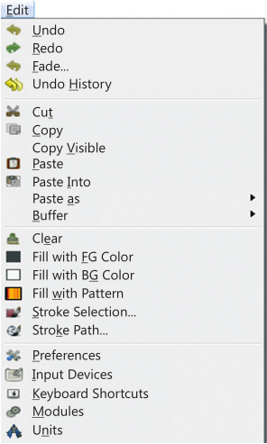 EditMenu of GIMP