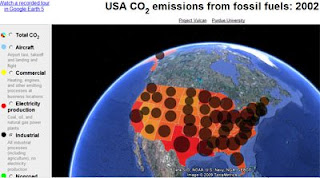 Mapa interativo de emissão de CO2 na atmosfera terrestre