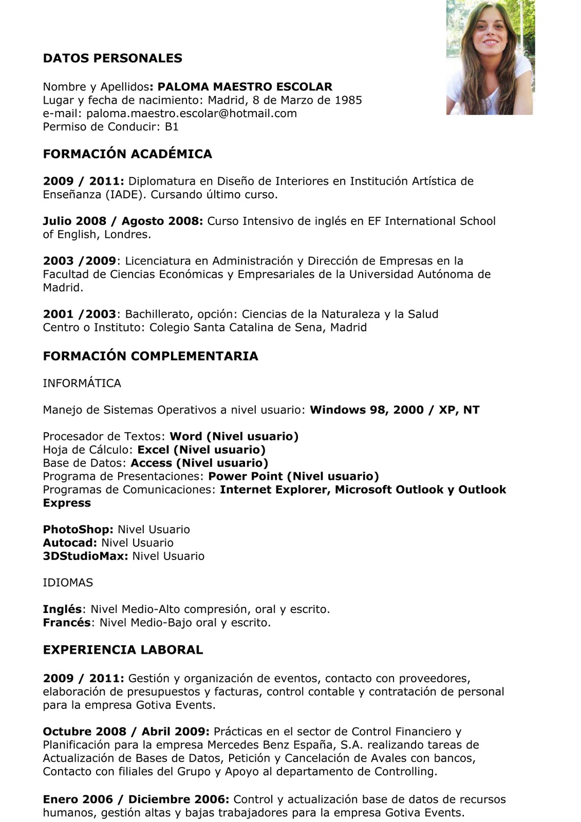 Algunos tipos de Curriculum Vitae