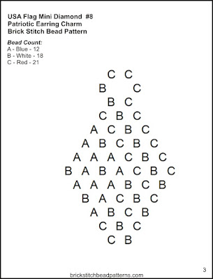 Free brick stitch seed bead earring pattern letter chart.