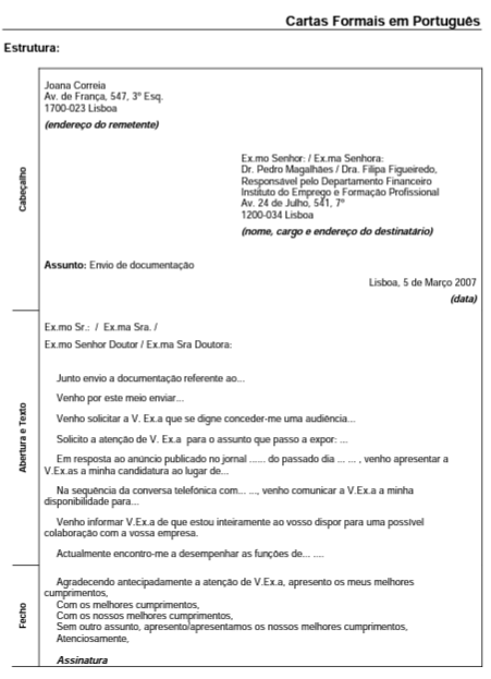 Língua Portuguesa - Comunicação Empresarial: Carta Comercial
