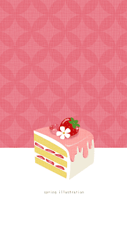 【いちごのドリップケーキ】スイーツのおしゃれでシンプルかわいいイラストスマホ壁紙/ホーム画面/ロック画面