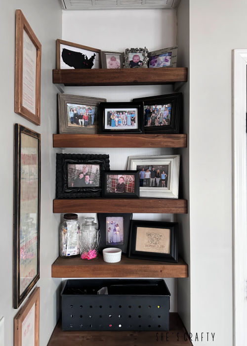 Display family photos for a cozy home.